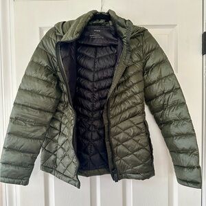 Calvin Klein Olive Hooded Packable Down Puffer Jacket